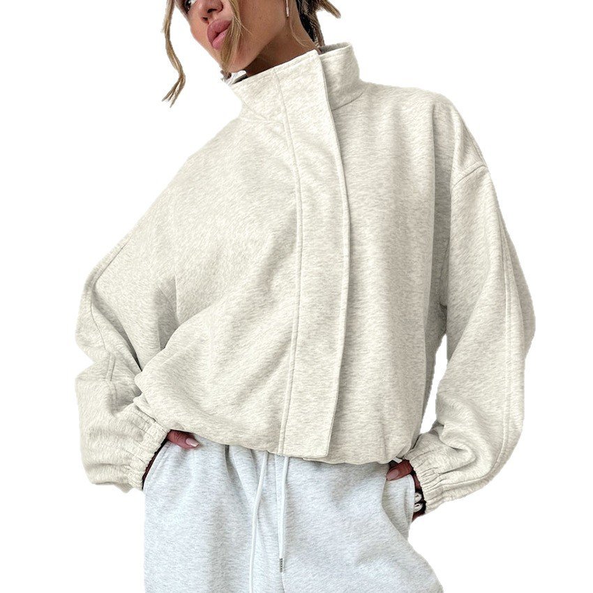 Simple and fashionable short jacket, stand collar sweatshirt, coat for women, design, temperament and commuting - Image 3