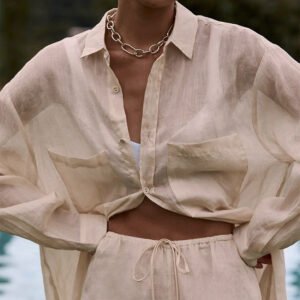 Cotton and linen two-piece long-sleeved shirt and trousers women's casual fashion suit