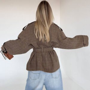 Old money style pattern coat, houndstooth retro jacket, top design, temperament and fashion