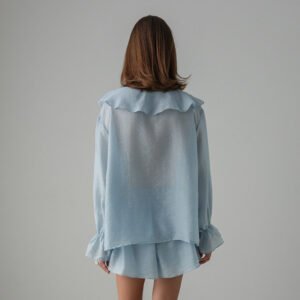 Collar ruffle shirt shorts suit lace up shirt shorts suit for women