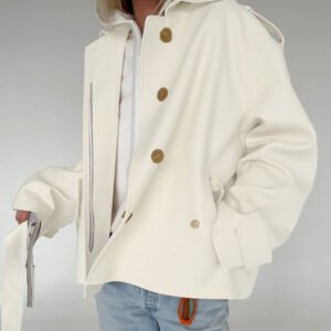 Lapel nubuck long-sleeved cardigan and windbreaker jacket with a stylish and casual design