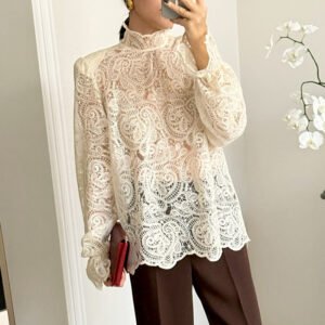 Stylish turtleneck lace blouse with stylish and sexy design for hot girls