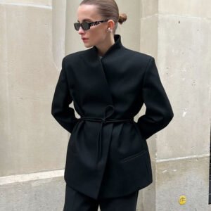 High-end small blazer strapped waist women's top slim fit and elegant commuting