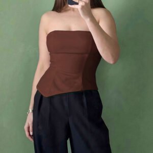 Sexy irregular suede tube top with stylish design and stylish commuting