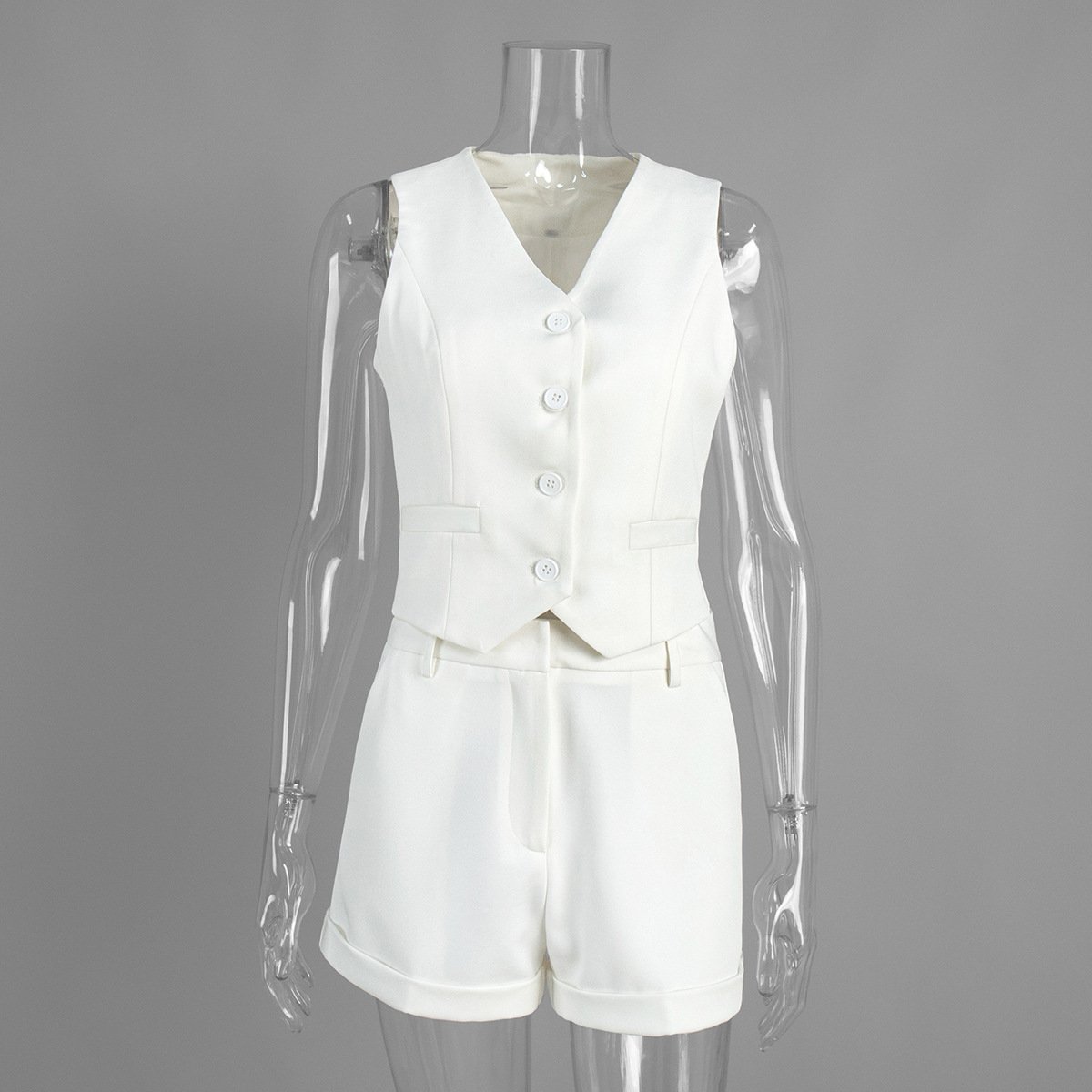 Suit vest shorts suit temperament commuting sleeveless vest shorts suit - Image 4