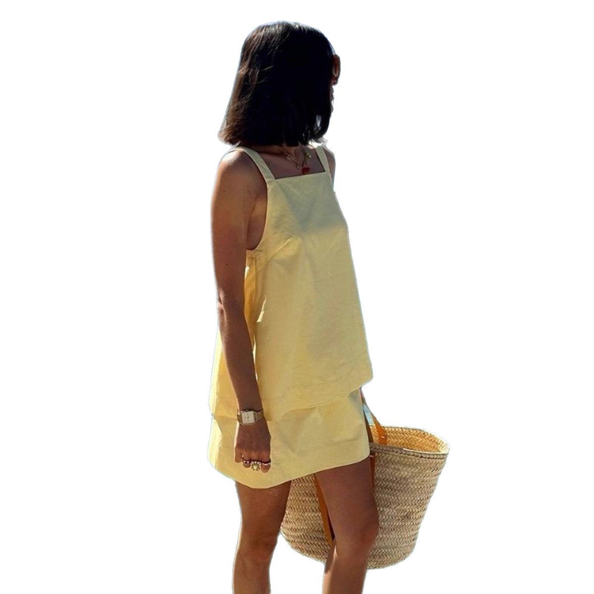 Suspender + skirt suit Sexy one-line collar suspender strap backless skirt suit - Image 3