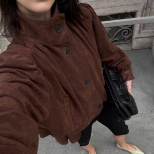 Autumn frosted velvet cardigan long-sleeved jacket design, stylish, casual and commuting