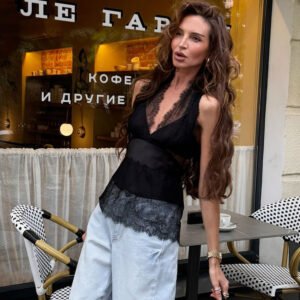 Pure lust style lace halterneck off-shoulder vest fashionable sexy slim fit