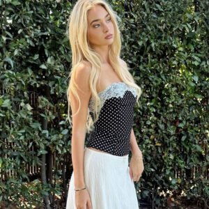 Contrasting color polka-dot vest lace top tube top with design and fashionable style