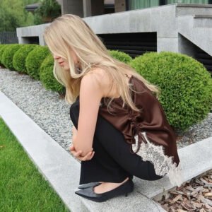 Design fashion sexy satin lace asymmetric camisole