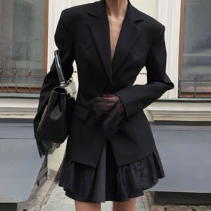 High-end waist slim-fitting lace splicing suit jacket with stylish design
