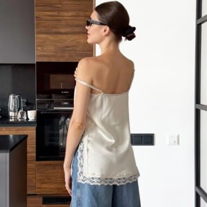 Satin camisole lace vest design fashionable and sexy top