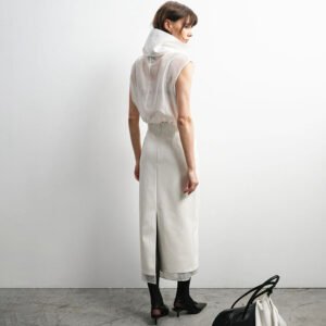 Fashionable casual turtleneck vest, feminine commuter solid color sleeveless top