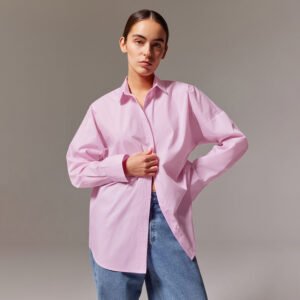Commuting long-sleeved shirt women's loose cotton bottoming shirt mid-length fashionable women's clothing